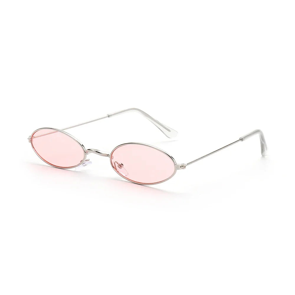 Retro Fashion Designer Sunglasses for Women Men Vintage Small Oval Shades Black Red Metal Sun Glasses Trendy Streetwear Eyewear