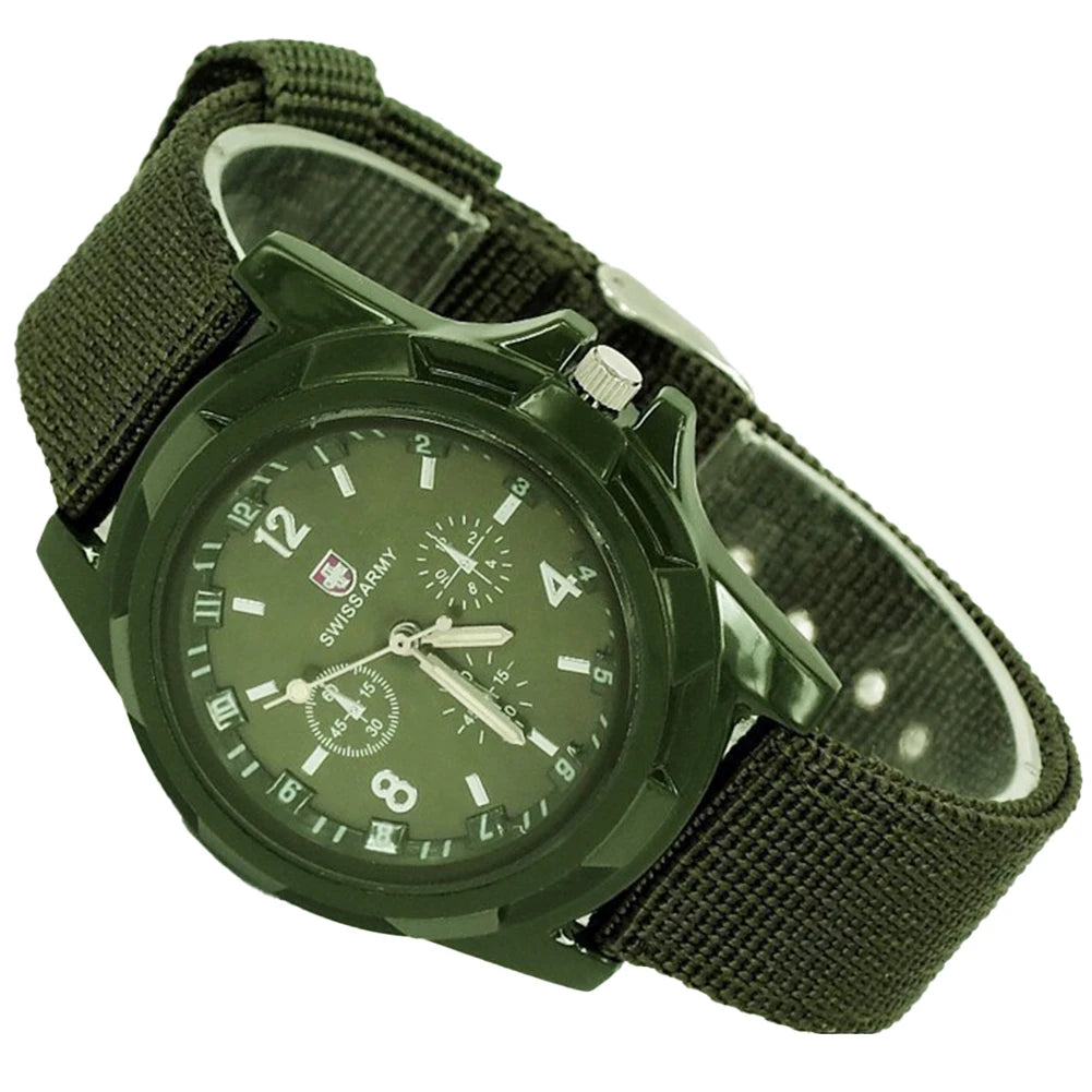 Men  Quartz Watch Nylon Watches Canvas Strap Casual Sports Wristwatch