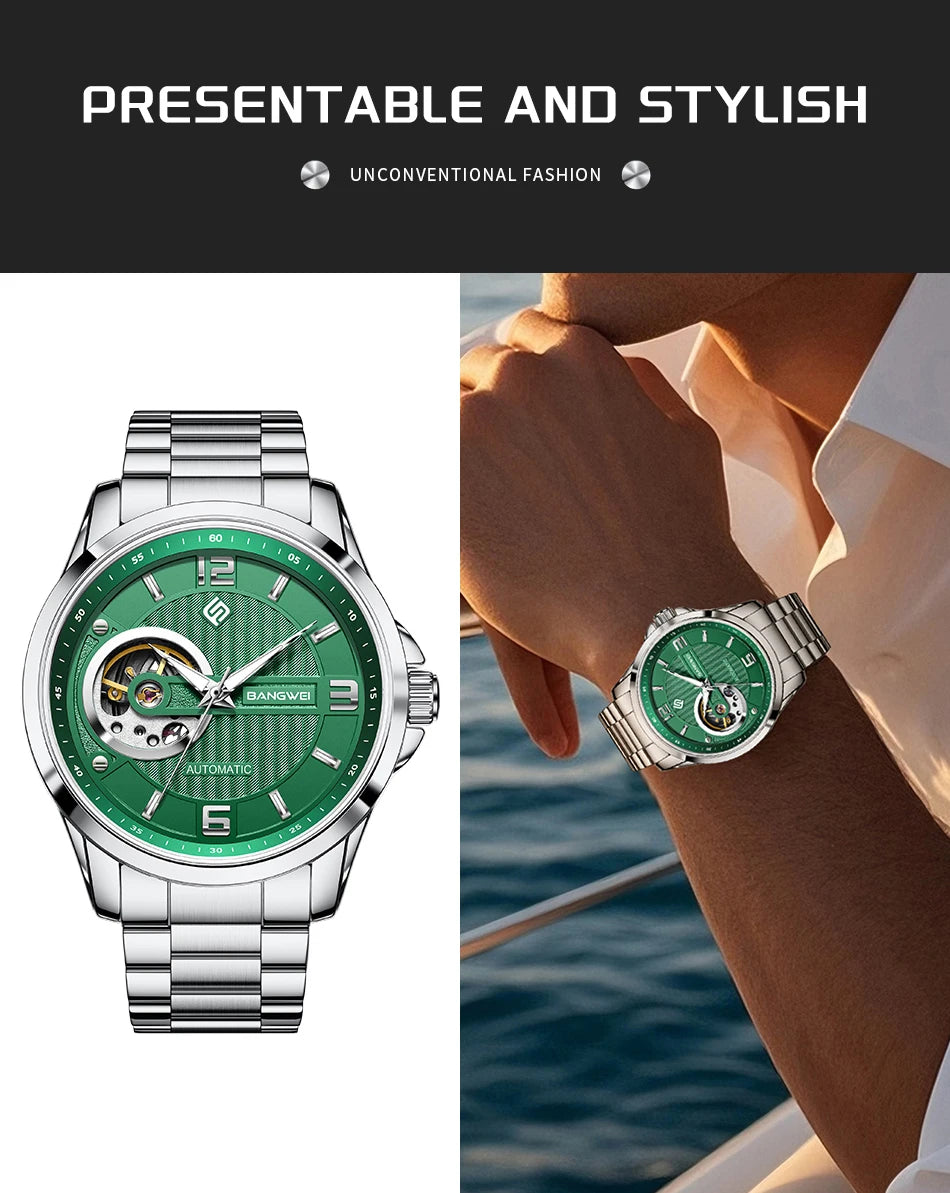LIGE Fashion Luxury Mechanical Wristwatches Business Automatic Movement Hollow Waterproof Classic Casual Man Watch Reloj Hombre
