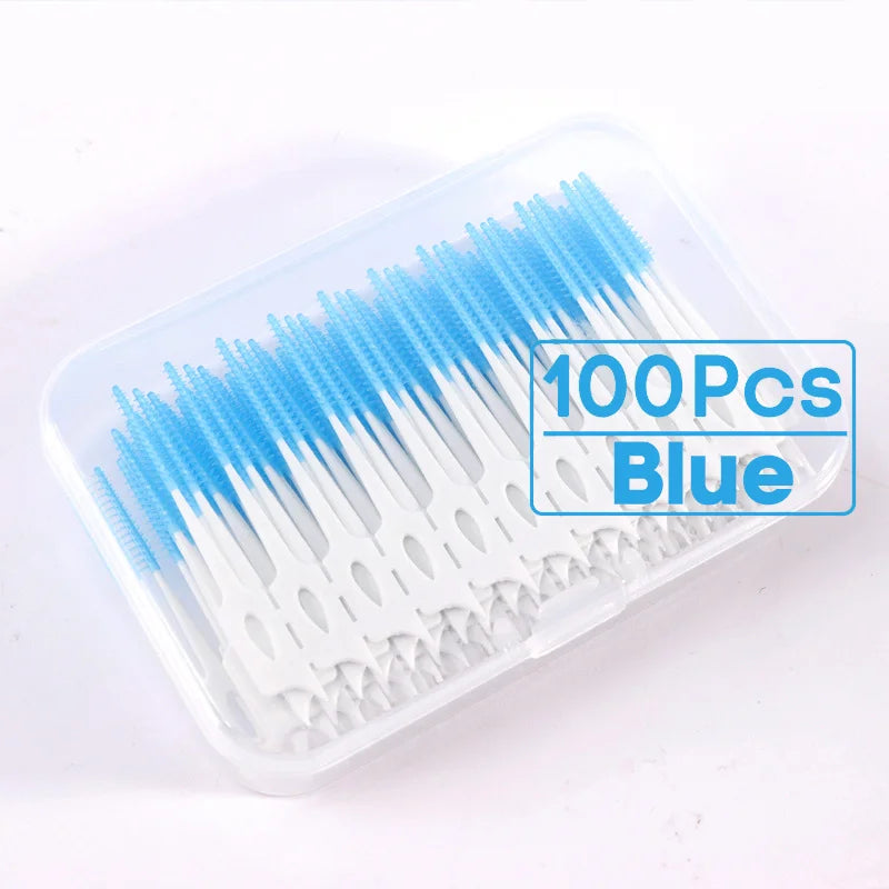Vaclav 150Pcs Original Dental Floss Pick Soft Silicone Bristle Interdental Brush Dental Pick Brace Brush Disposable Teeth Clean