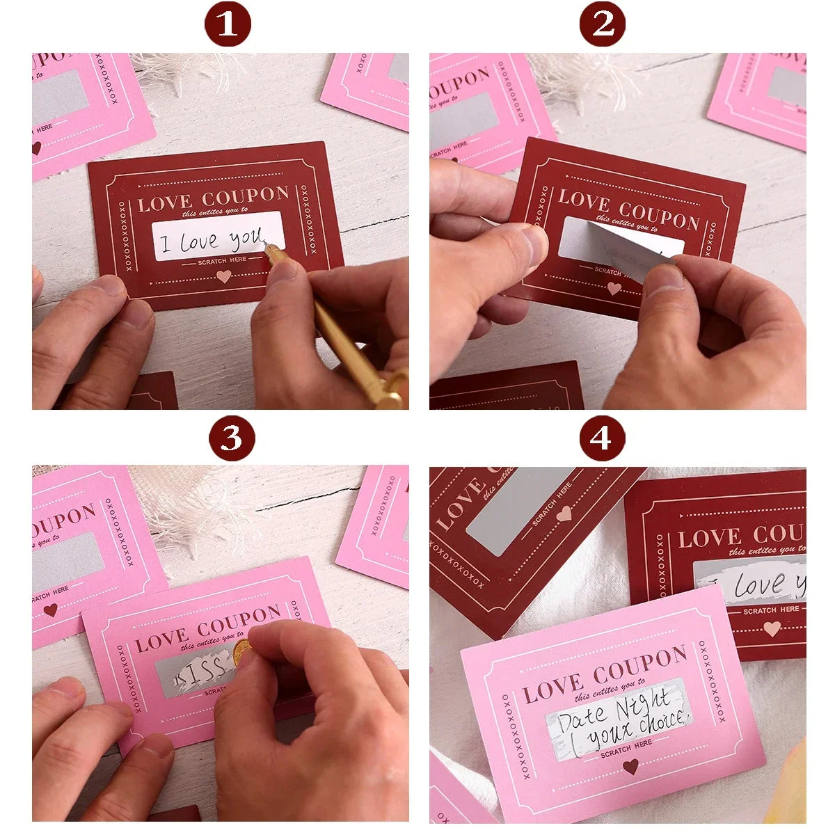 10 /20 PScratch Valentines Day Card Love Coupons Love Note Scratch Off Cards Valentine'S Day Anniversary Greeting Card DIY Gifts