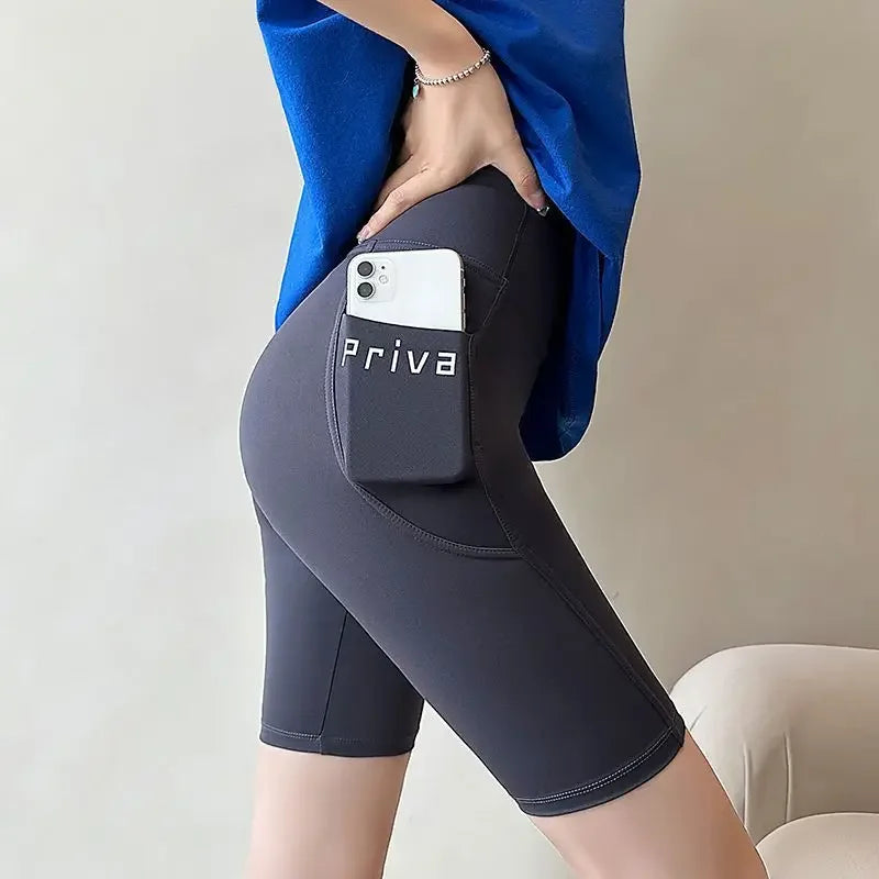 Ladies Yoga Shorts High Waist Tight Fitness 2-in-1 Workout Streetwear Casual Gym Running Activewear Comfy Shorts