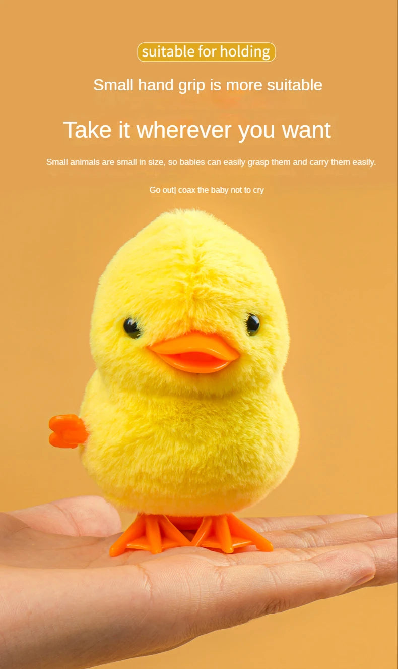 Little Duck Wind Up Toys Yellow Jumping Chick Cute Plush Simulation Educational Walking Chicken Interesting Toy For Kids