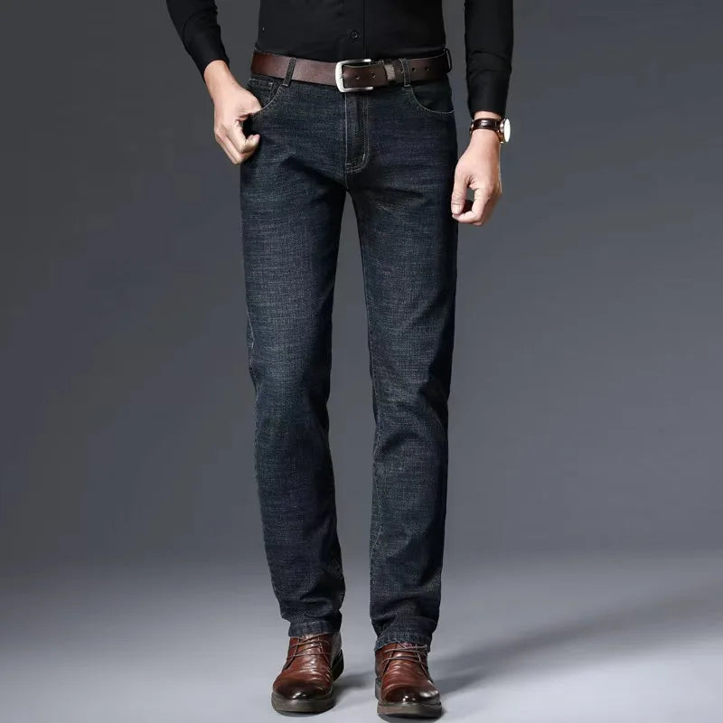 2025 Men's New Men's Fashion Casual Jeans Classic Style Casual Stretch Slim Fit Jeans Men's Denim Pants Black Blue Men's Style