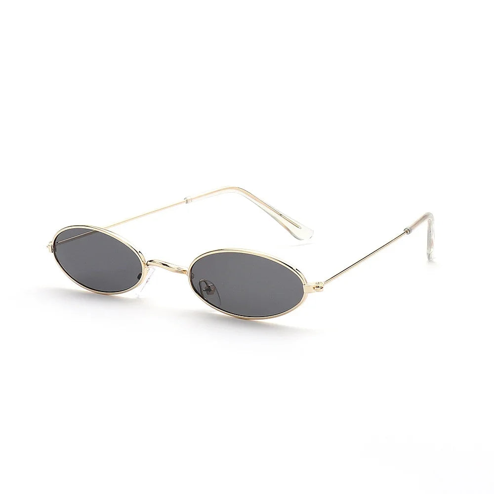 Retro Fashion Designer Sunglasses for Women Men Vintage Small Oval Shades Black Red Metal Sun Glasses Trendy Streetwear Eyewear