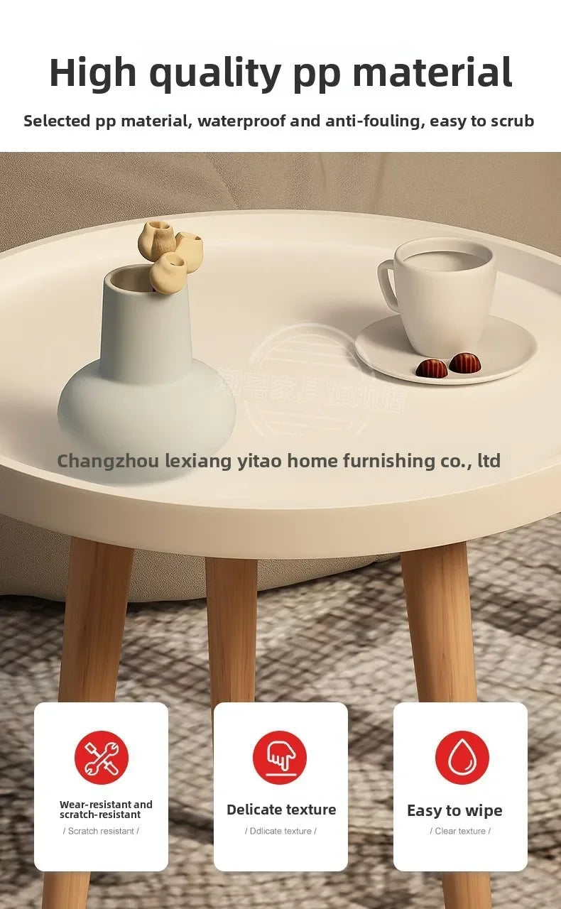Small round table small apartment bedside table bedroom coffee table rack
