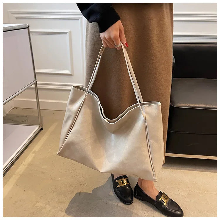 Women Tote Bags Fashion Underarm Pouch Large Capacity Soft Pu Shoulder Bag Retro Crossbody Bag Casual Portable Bucket Bag