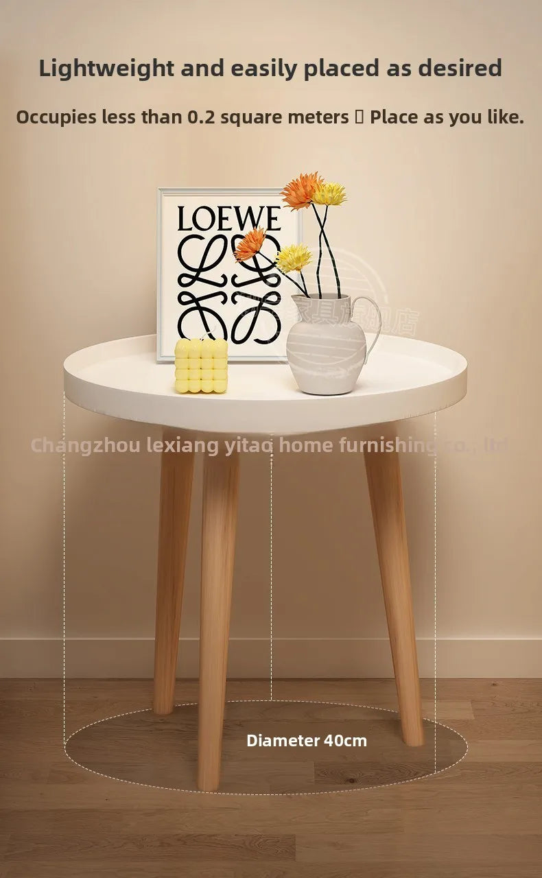 Small round table small apartment bedside table bedroom coffee table rack
