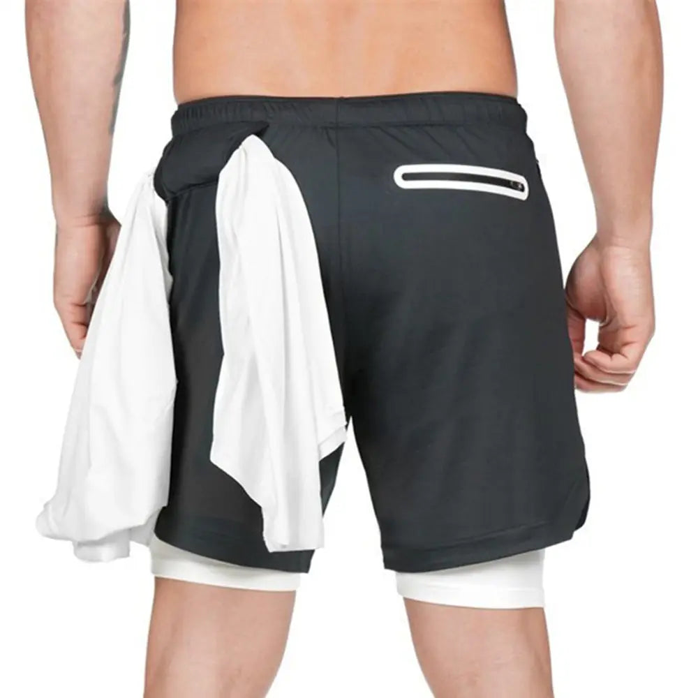 2 in 1 Compression Shorts for Men Gym Workout Running Shorts with Phone Pockets Athletic Quick Dry Activewear Training Jogging