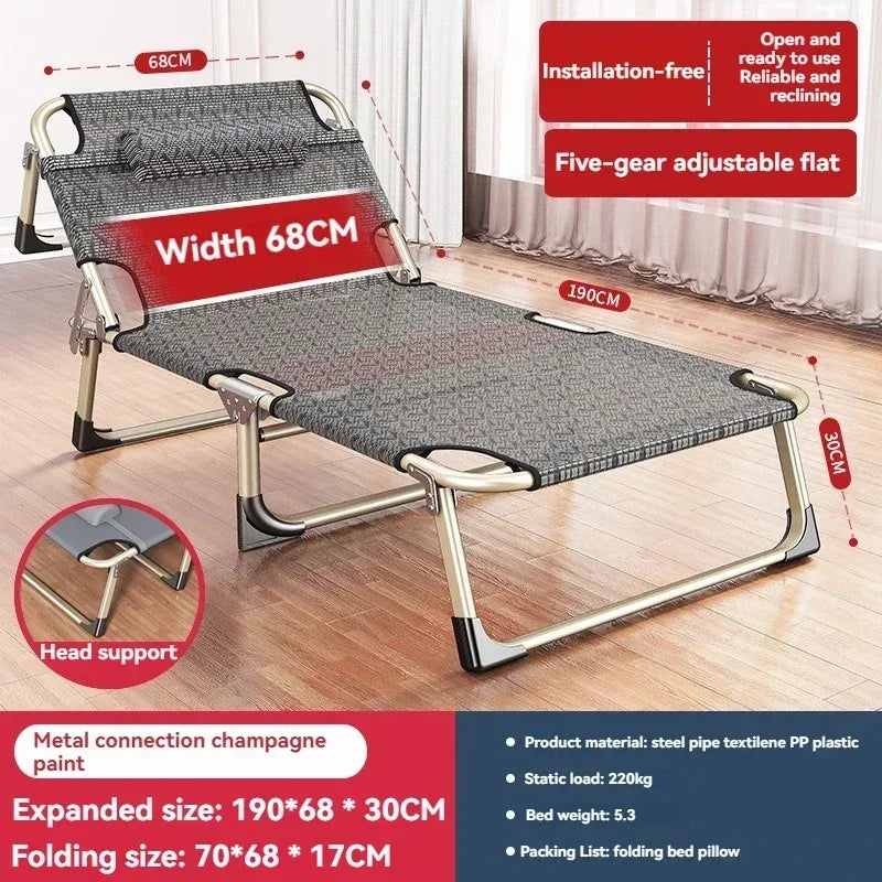 Household Goods Lounge Chair, Outdoor Camping, Simple Folding Bed,  Single Bed, Office Nap, Nap Bed, Marching Bed
