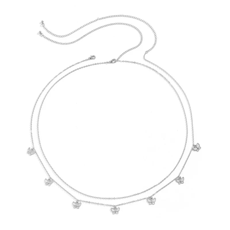 New Fashion Multi-layer Chain Belt For Women Fashion Gold Silver Color Metal High Waist Body Chain Dress Lady Tassel Belt