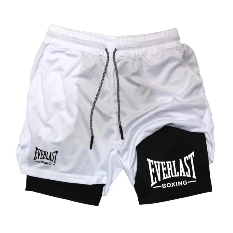 Men's Compression Gym Short Sports Pants Double Layered Quick Drying Running Muscle Fitness Athletic Multi-functional Activewear