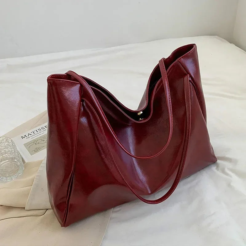 Women Tote Bags Fashion Underarm Pouch Large Capacity Soft Pu Shoulder Bag Retro Crossbody Bag Casual Portable Bucket Bag