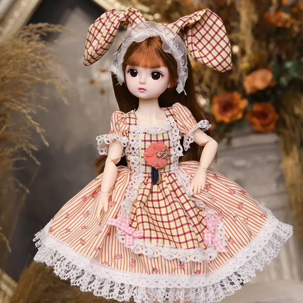 Plastic 30CM Movable Joint Doll Cute Princess Toy Safety Girl Dress Up Toys 3D Makeup Doll With Music Children