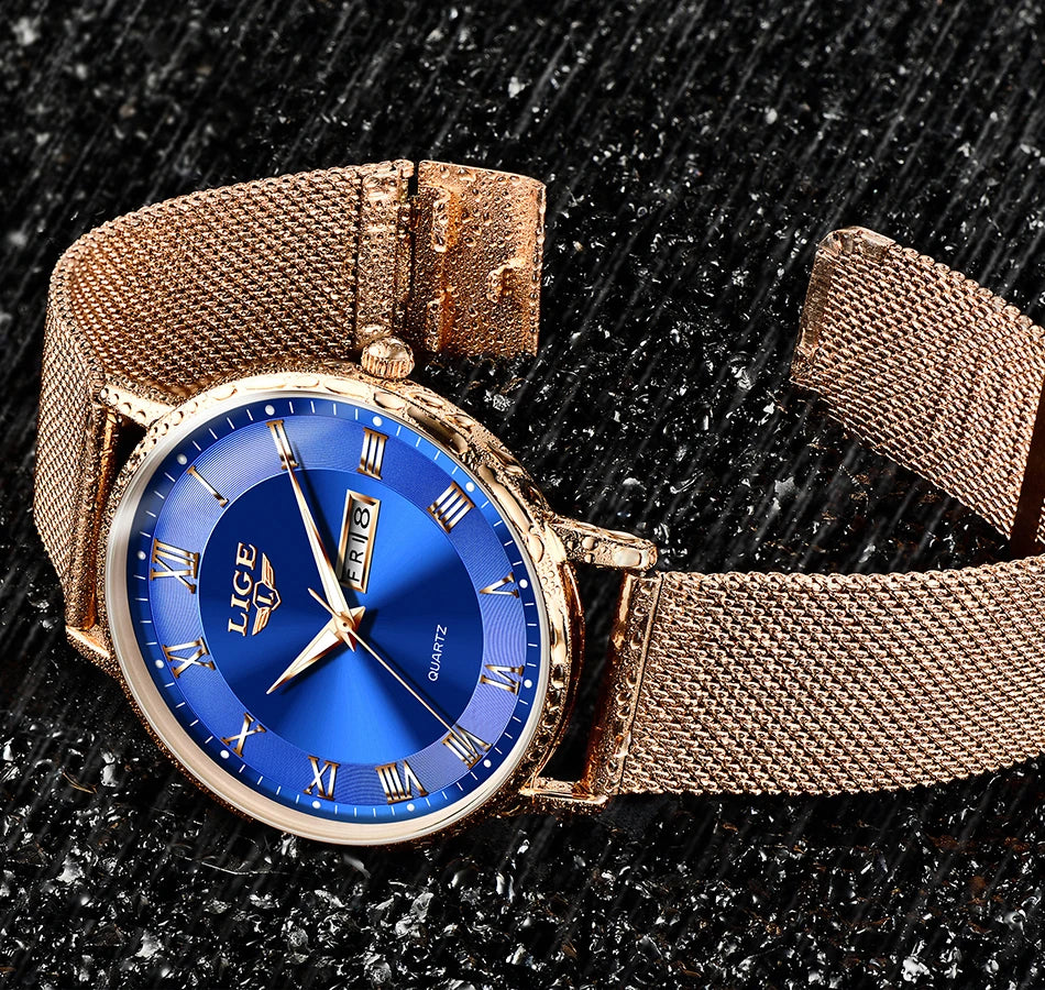 LIGE New Creative Ladies Watches Fashion Waterproof Quartz Watch For Women Casual Sport Bracelet Watch Female Relogio Feminino