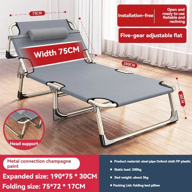 Household Goods Lounge Chair, Outdoor Camping, Simple Folding Bed,  Single Bed, Office Nap, Nap Bed, Marching Bed