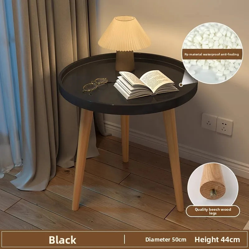 Small round table small apartment bedside table bedroom coffee table rack