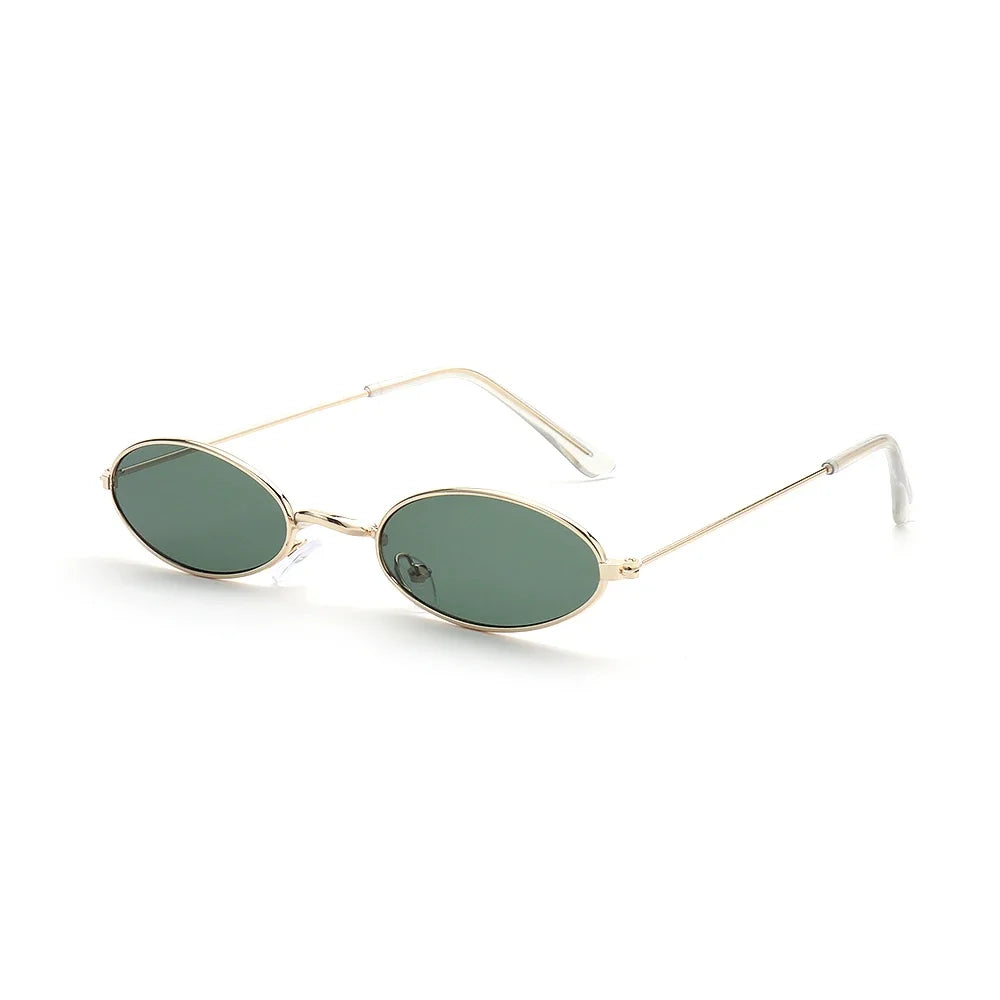 Retro Fashion Designer Sunglasses for Women Men Vintage Small Oval Shades Black Red Metal Sun Glasses Trendy Streetwear Eyewear