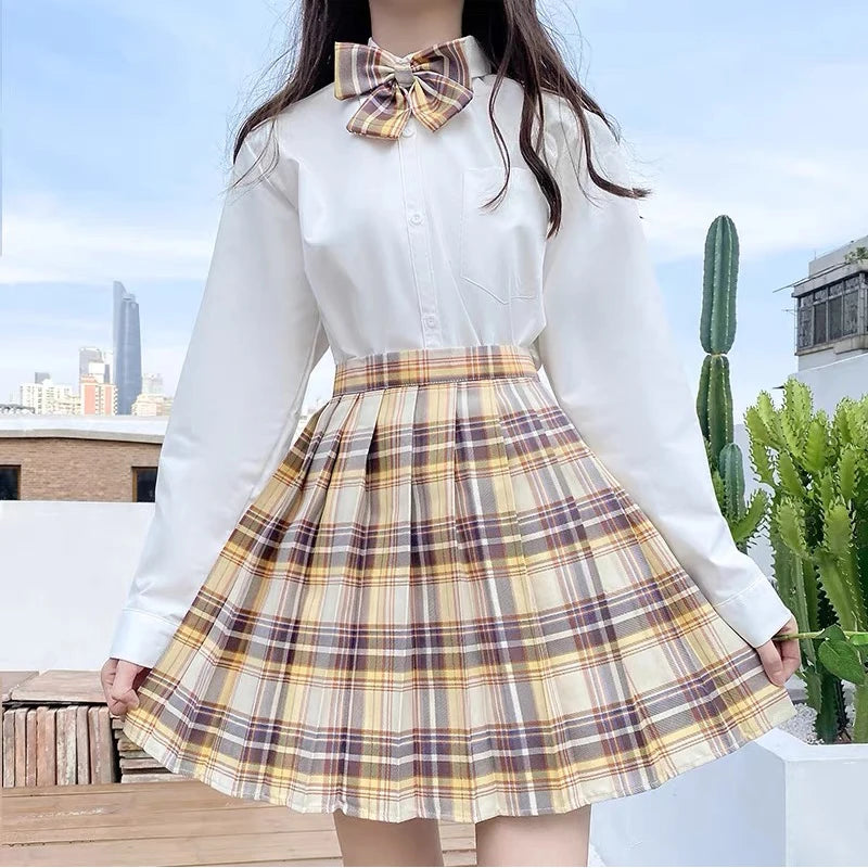 ZOKI Plaid Women Pleated Skirt Bow Knot Summer High Waist Preppy Girls Dance Mini Skirt Cute A Line Harajuku Sexy Japan Faldas