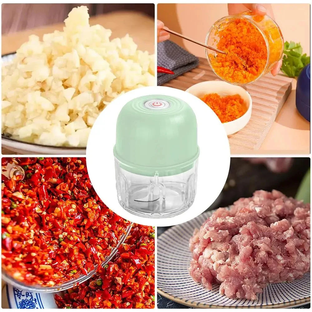1 set of garlic puree machine 260ml wireless rechargeable electric vegetable chopper garlic grinder kitchen tool food mixer