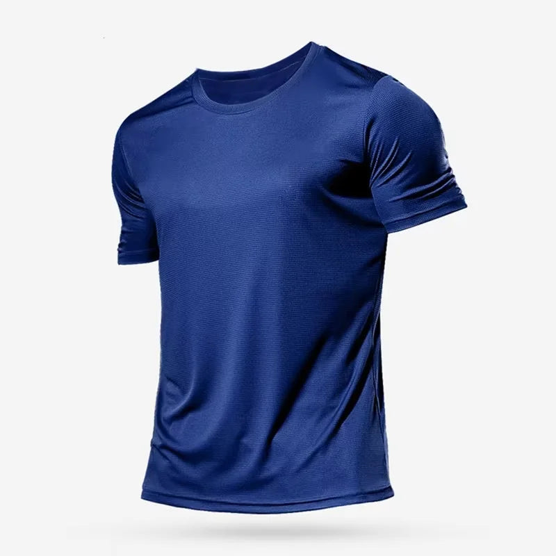 Men's Quick Dry Short Sleeve Gym Running Moisture Wicking Round Neck T-Shirt Training Exercise Gym Sport Shirt Tops Lightweight