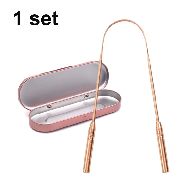 1/3Pcs Pure Copper Tongue Scraper With Metal Box Oral Cleaner Brush Fresh Cleaning Hygiene High Quality Tounge Scraper 3 styles