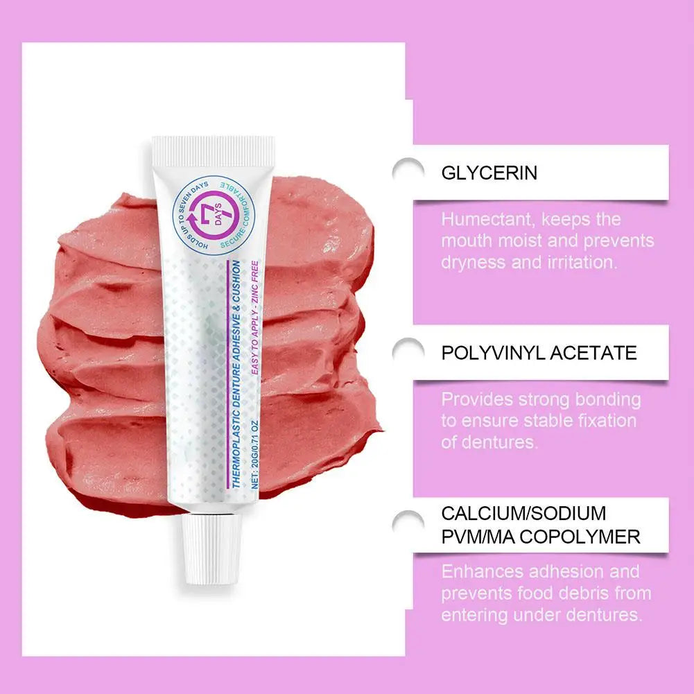 Cushion Grip Thermoplastic Denture Adhesive Improves Denture Fit Comfort & Stability Non-Glue Adhesive Hold Denture Adhesive