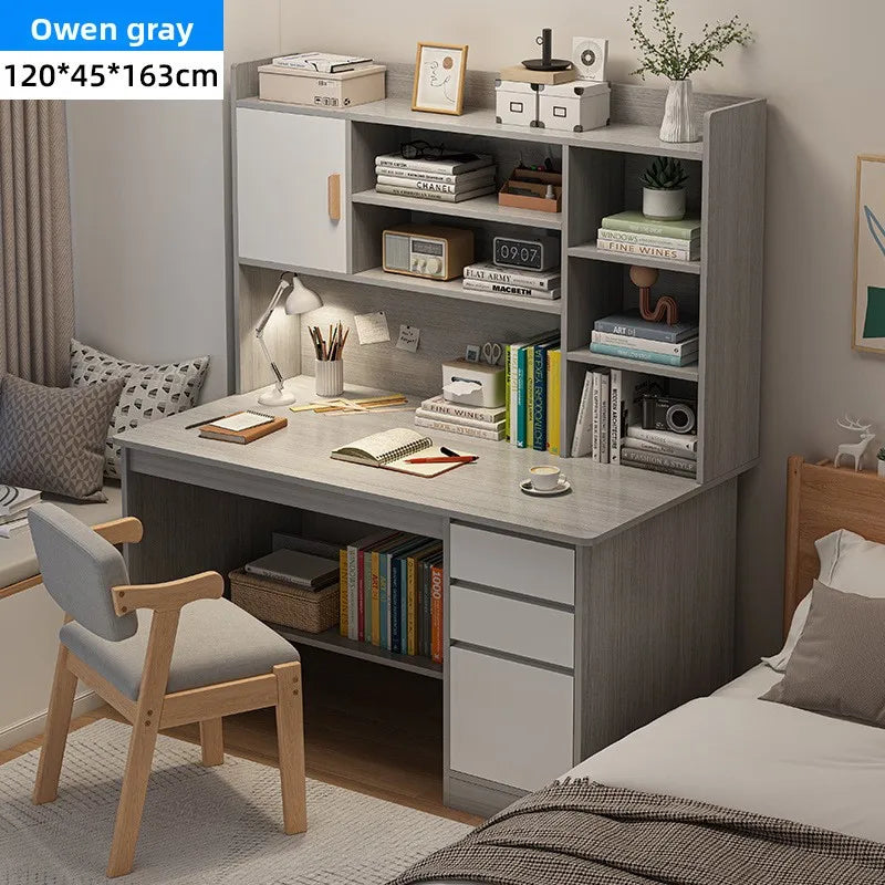 Precise Desk Home Modern Simple Bookshelf Integrated Student Bedroom Learning to Write With Drawing Desk Office Computer Desk