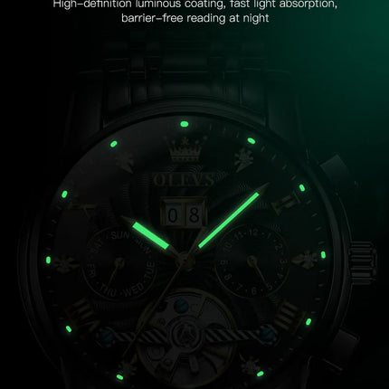 OLEVS Classic Men's Watches Tourbillon Multi-function Full Automatic