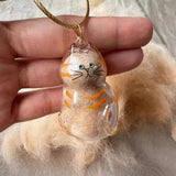 Creative Cat Hair Storage Capsule Transparent Cute Cat/Dog Charm Resin Pendant With Key Ring for Pet Lover DIY Memorial Keychain
