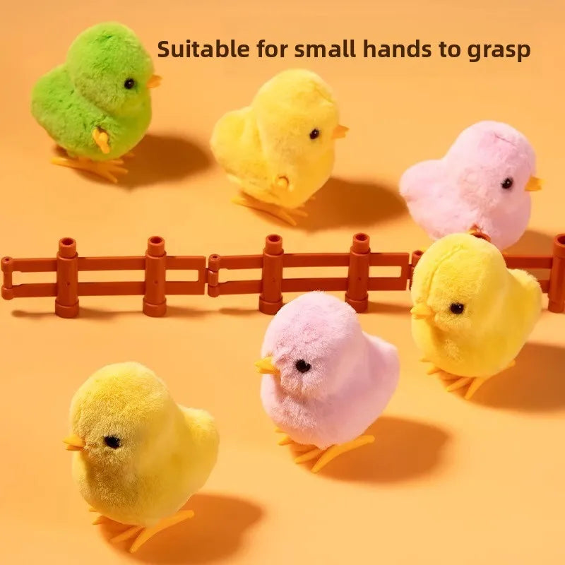 Little Duck Wind Up Toys Yellow Jumping Chick Cute Plush Simulation Educational Walking Chicken Interesting Toy For Kids