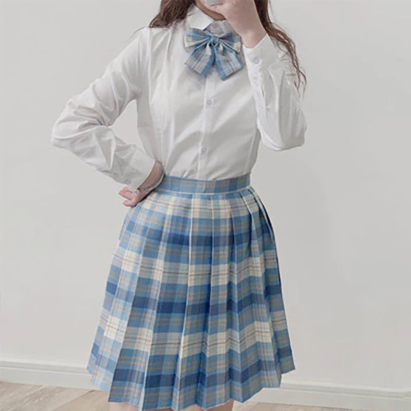 ZOKI Plaid Women Pleated Skirt Bow Knot Summer High Waist Preppy Girls Dance Mini Skirt Cute A Line Harajuku Sexy Japan Faldas