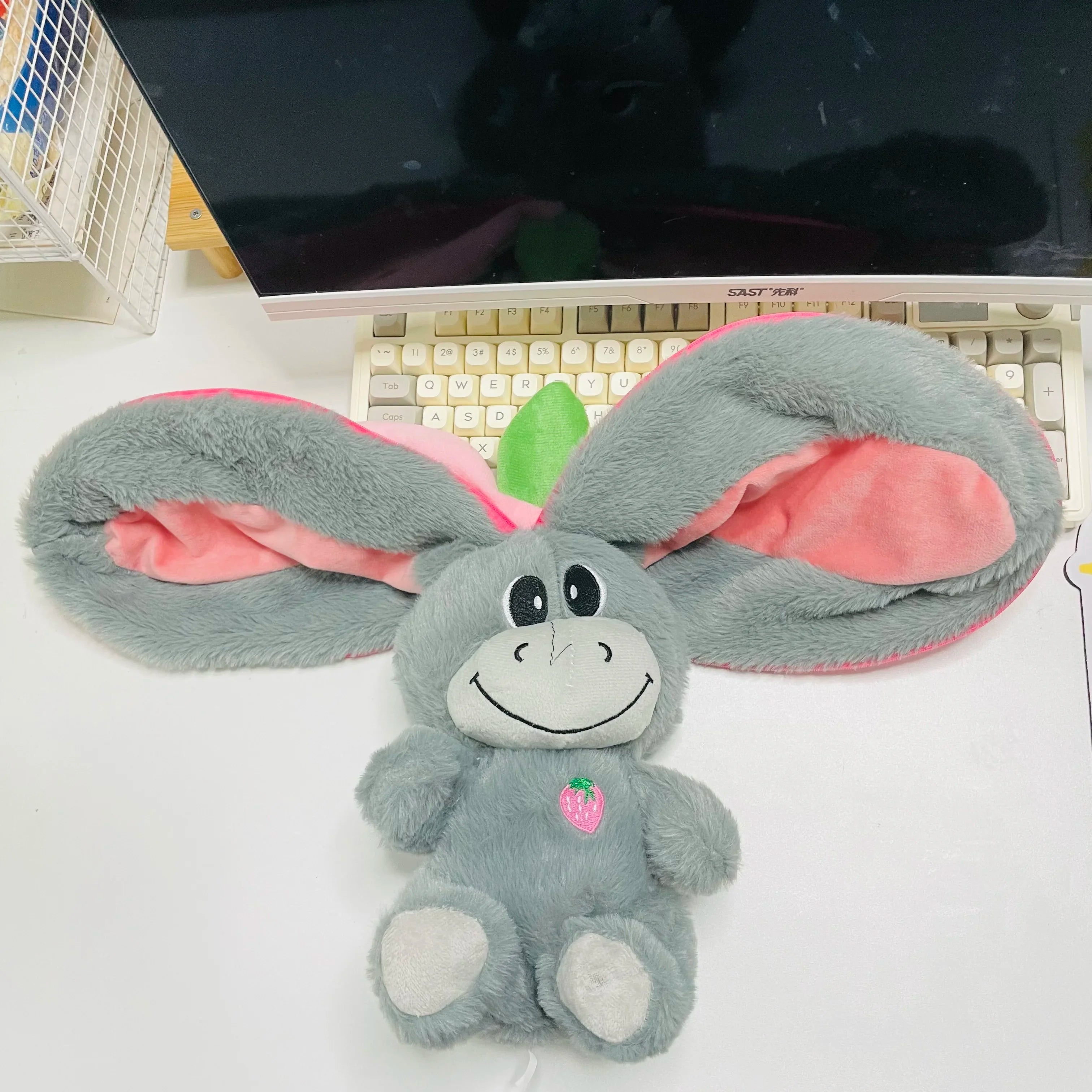 Baby Strawberry Donkey Plush Toy Stuffed Creative Into Fruit Transform Breathing Donkey Sleeping Doll 30cm for Kid Birthday Gift