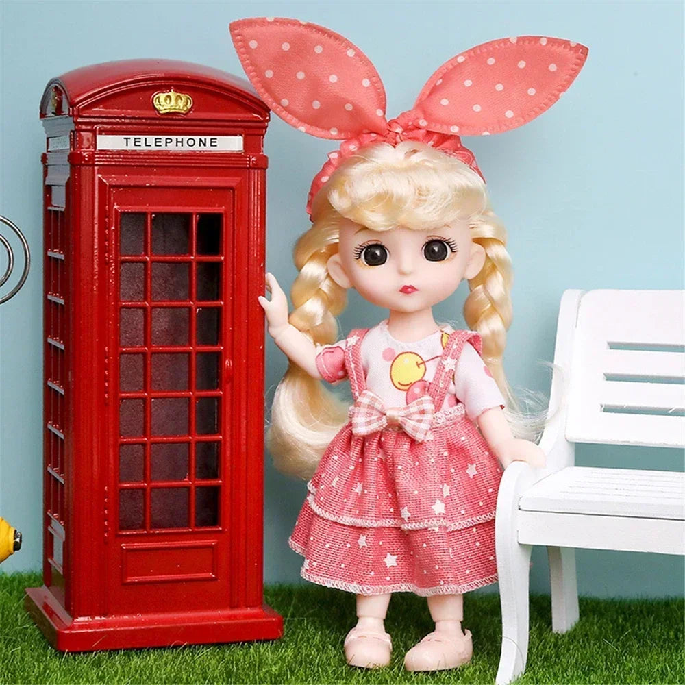 16cm 1/12 Cute Princess Doll 13 Joints BJD DIY Doll Toys with Clothes Shoes Movable Sweet Face Child Girl Birthday Gift for Kids