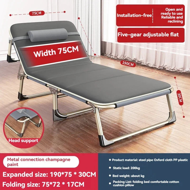 Household Goods Lounge Chair, Outdoor Camping, Simple Folding Bed,  Single Bed, Office Nap, Nap Bed, Marching Bed