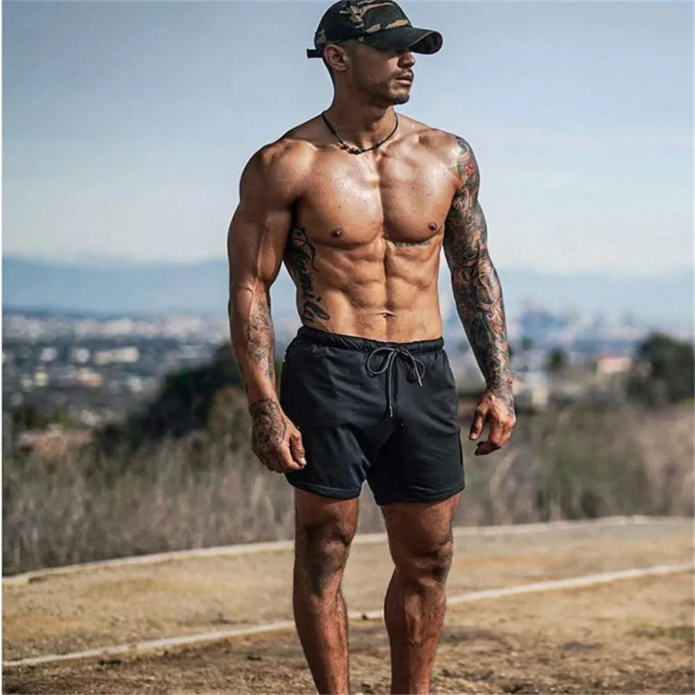 2 in 1 Compression Shorts for Men Gym Workout Running Shorts with Phone Pockets Athletic Quick Dry Activewear Training Jogging