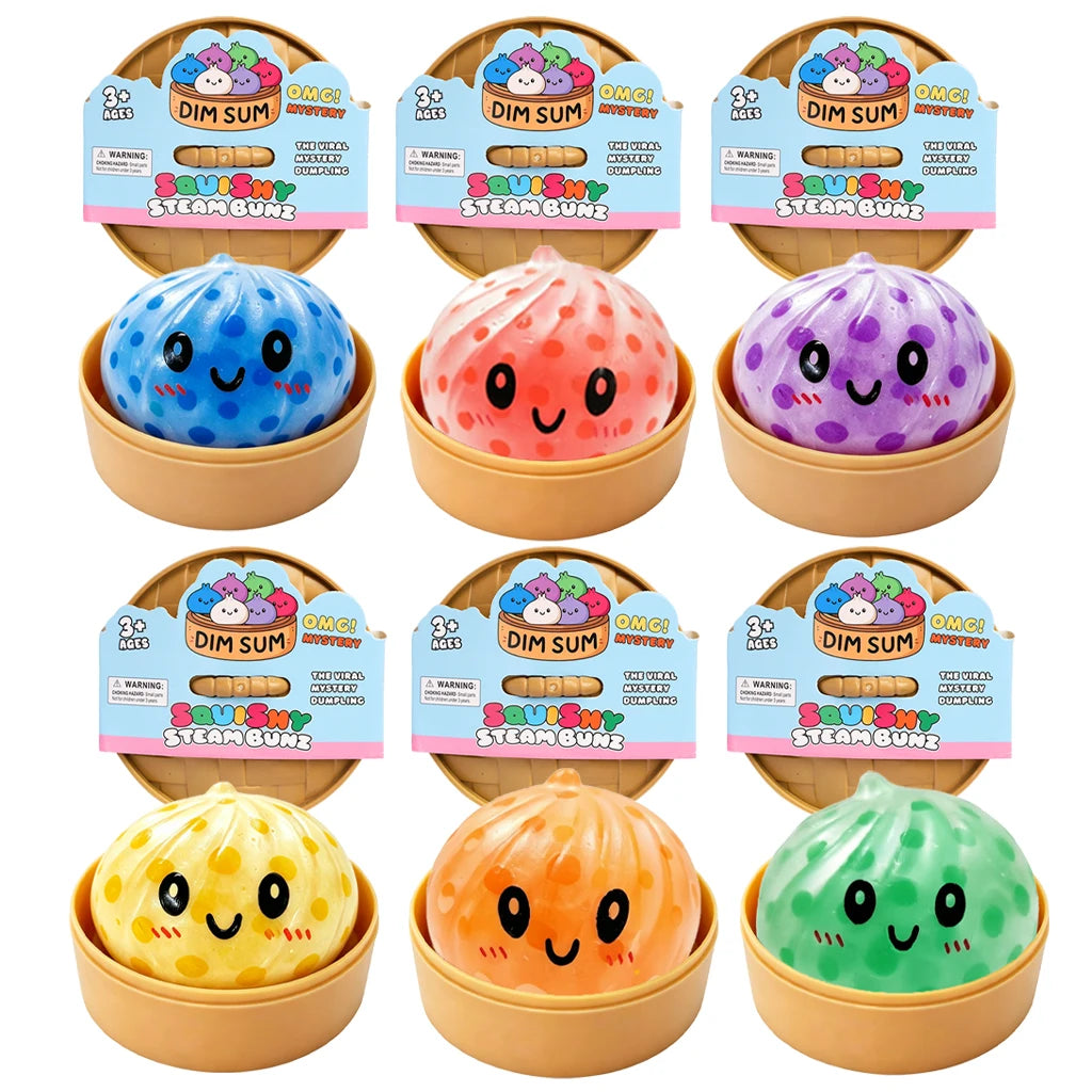 Blind Box Colorful Glitter Dumpling Glitter Dumpling Squishy with Box Mini Dumplings Sensory Squeeze Toy for Stress Relief