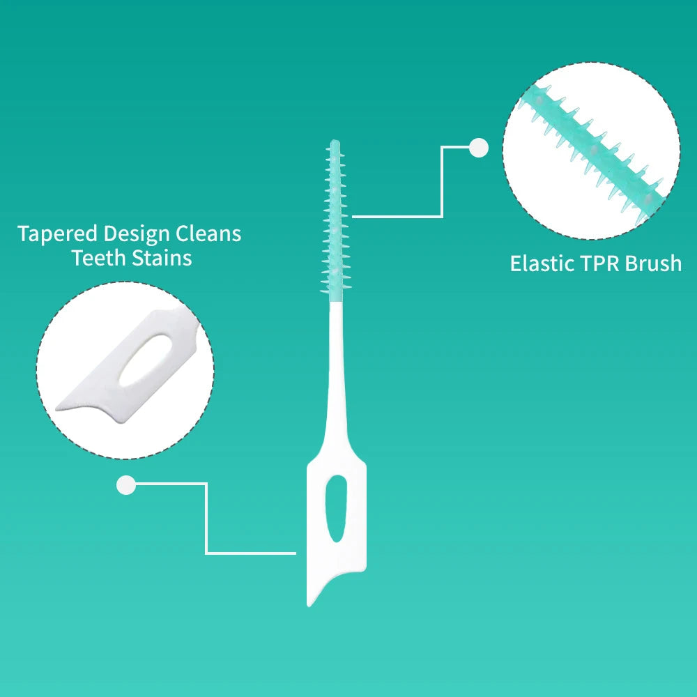 Vaclav 150Pcs Original Dental Floss Pick Soft Silicone Bristle Interdental Brush Dental Pick Brace Brush Disposable Teeth Clean