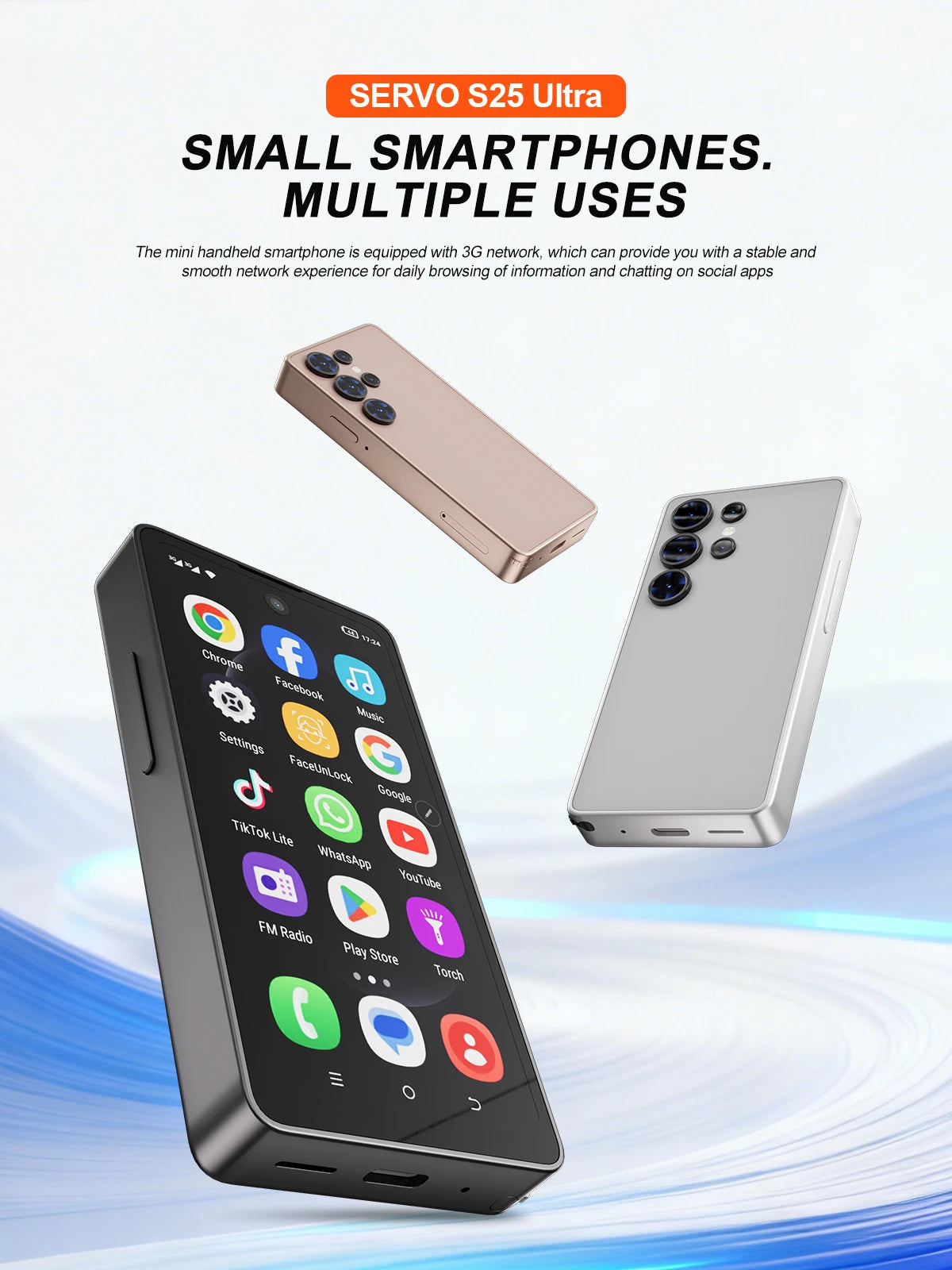 SERVO Mini Smartphone Android 8.1 Built in Stylus 4" Display 16GB ROM Face Unlock GPS WIFI Play Store 3G WCDMA Tiny Mobile Phone