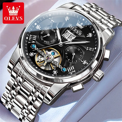 OLEVS Classic Men's Watches Tourbillon Multi-function Full Automatic