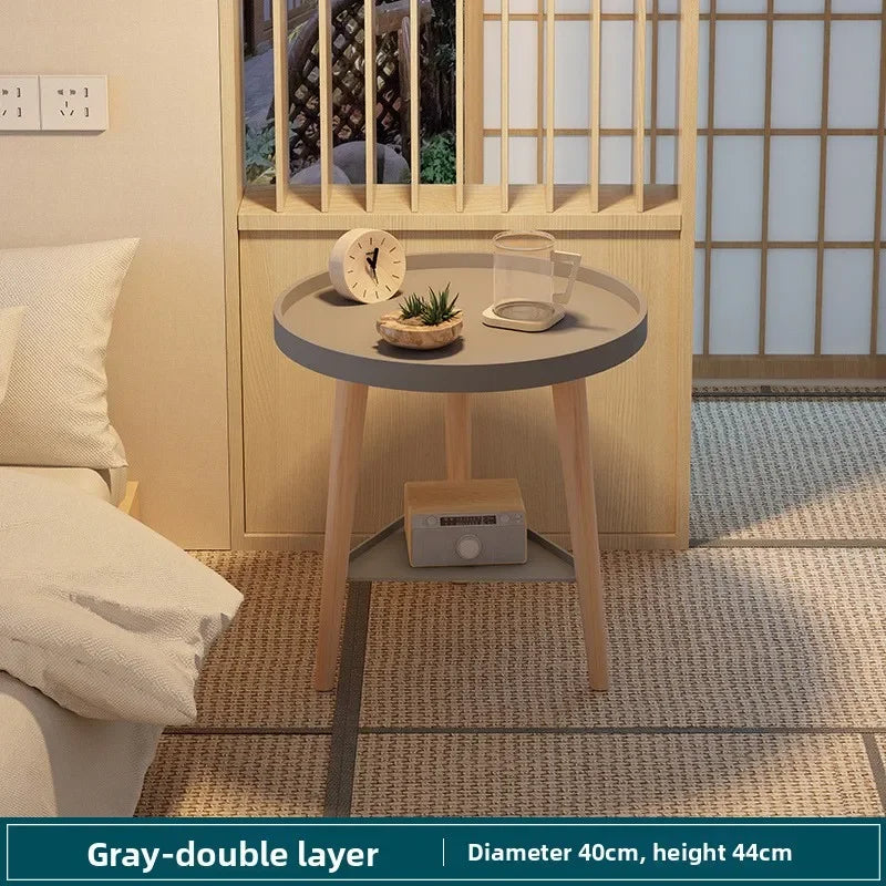 Small round table small apartment bedside table bedroom coffee table rack