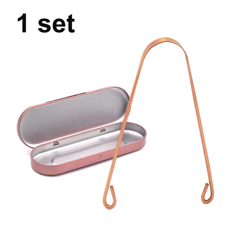 1/3Pcs Pure Copper Tongue Scraper With Metal Box Oral Cleaner Brush Fresh Cleaning Hygiene High Quality Tounge Scraper 3 styles