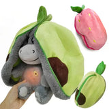 Baby Strawberry Donkey Plush Toy Stuffed Creative Into Fruit Transform Breathing Donkey Sleeping Doll 30cm for Kid Birthday Gift