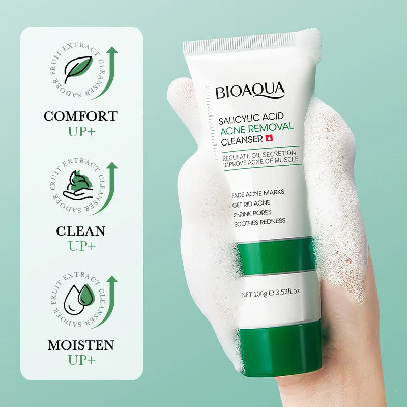 1/2pcs BIOAQUA Salicylic Acid Facial Cleanser Acne Treatment Moisturizing Oil Control Face Wash Foam Face Cleanser Skin Care