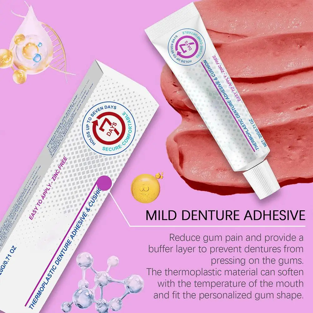 Cushion Grip Thermoplastic Denture Adhesive Improves Denture Fit Comfort & Stability Non-Glue Adhesive Hold Denture Adhesive