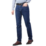 Men's Comfortable Soft Business Casual Denim Trousers Slim Fit Straight Pants Fashion Male Brand Light Luxury Stretch Clothing