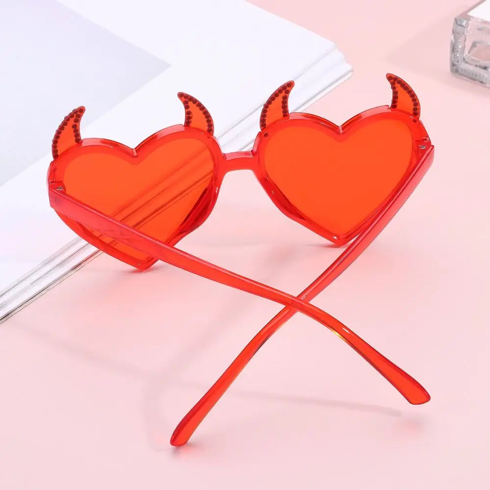 Rock Horn Sun Glasses Devil Ear Heart Shape UV Protection Sunglasses Cosplay Glasses Halloween Decoration for Halloween Party