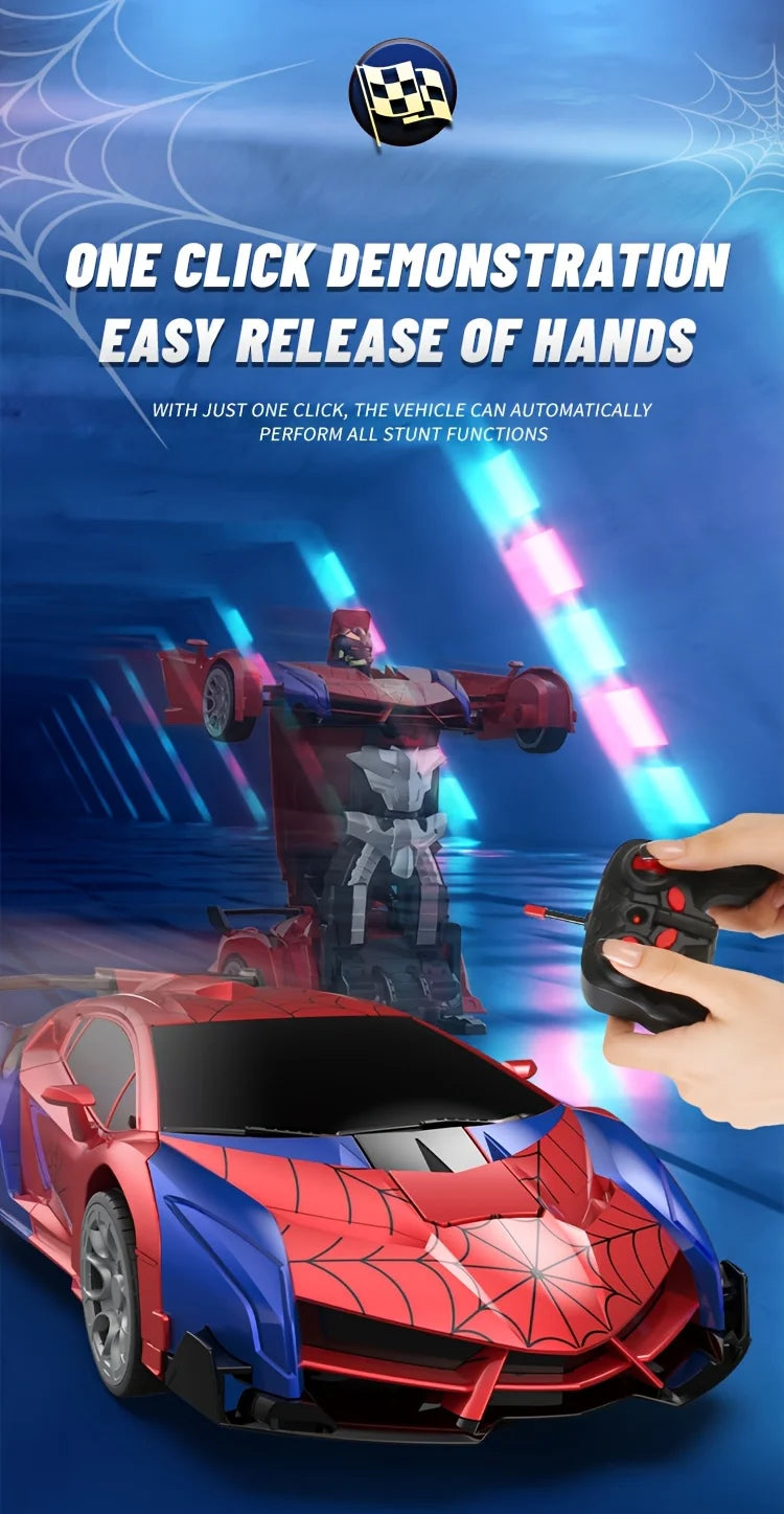 MESIONDY 1:18 Scale RC Car One Button Transform 360 Spin LED Lights 2.4GHz USB Rechargeable for 8-12 Yrs