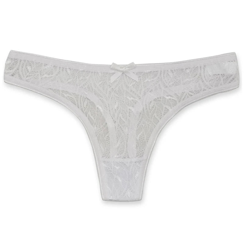 Lace Sexy G-String Thongs Solid Color Female Low Waist Bow Underpants Intimates Lingerie Transparent Women's Panties