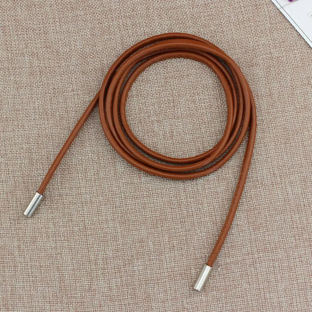 New Round Leather Thin Belt Women Decorative Bow Knot Waist Rope Knotted Dress Coat Sweater String Strap Waistband